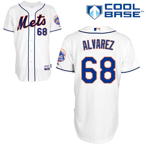 Dario alvarez #68 MLB Jersey-New York Mets Men's Authentic Alternate 2 White Cool Base Baseball Jersey